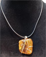 Wire Wrapped Natural Amber with Inclusions Chocker