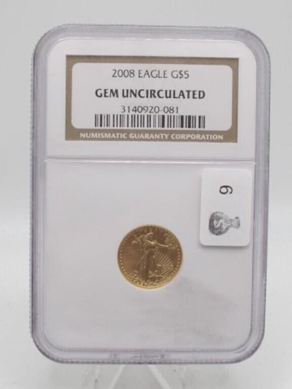 2008 $5 GOLD AMERICAN EAGLE GEM UNC NGC 1/10 OZ