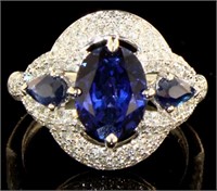 14kt Gold 3.90 ct Sapphire & Diamond Ring