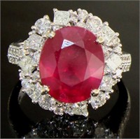 14kt Gold Oval 8.75 ct Ruby & Diamond Ring