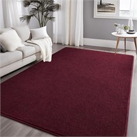 Modern Carpet, 5x5 Feet Burgundy Red