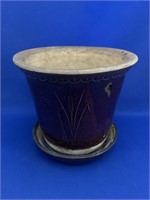 Pottery Planter with Reed Design