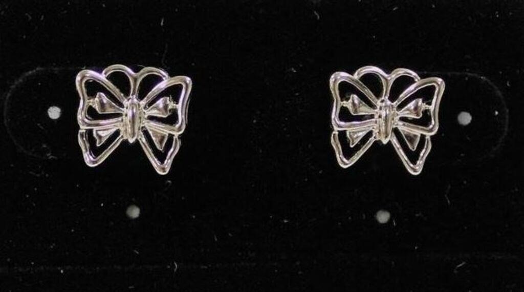 Cute Fluttery Butterfly Silver Tone Post Earring