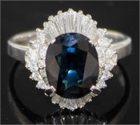 Platinum 3.77 ct Natural Sapphire & Diamond Ring