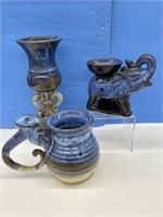 Elephant Wax Warmer, Pottery Mug And Vase