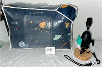 Full/Queen Space Cotton Kids Comforter & 17in Lamp