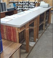 Parts counter/shelving unit - wood - 3 shelves and