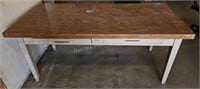 Wood top desk - metal frame, 2 drawers - 74" W x 3