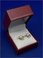 Pair of 14K Gold Pearl Earrings