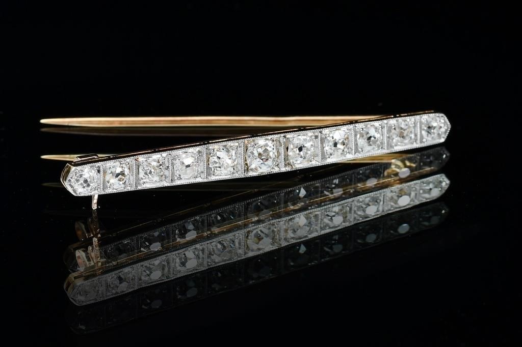 JIM BENSON LTD 18K W PLATINUM AND DIAMOND BAR PIN