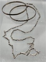 Sterling silver necklace and bangle bracelets