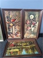 3 vintage framed art