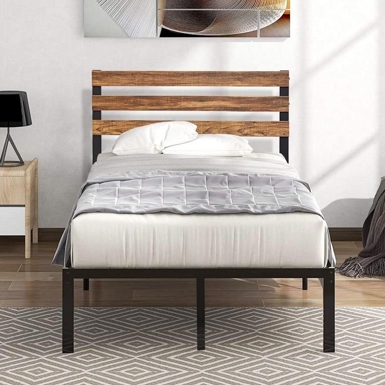 GreenForest Twin Bed Frame with Wooden Headboard