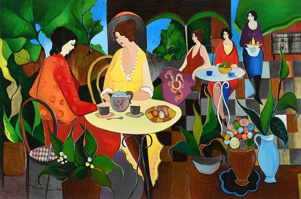 LARGE TARKAY SERIGRAPH "LUNCH IN THE GARDEN"