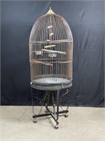 Large Metal Bird Cage on Rolling Stand