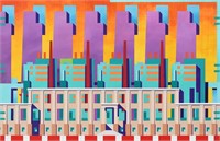 L.W. DEWHIRST MODERN CITY VIEW PAINTING