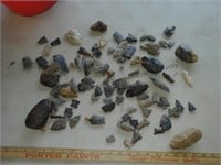 Arrowhead pieces, stone tools ect