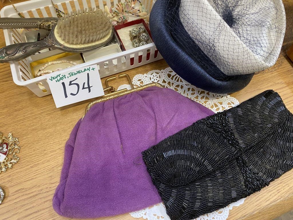 VINTAGE HAT, PURSES, JEWELRY ETC.