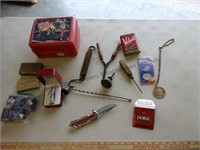 Misc lot, small antiques, knife, coin ect
