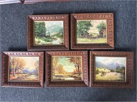 5 Vintage framed art