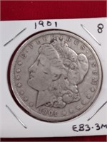 1901 Morgan Dollar Coin VG