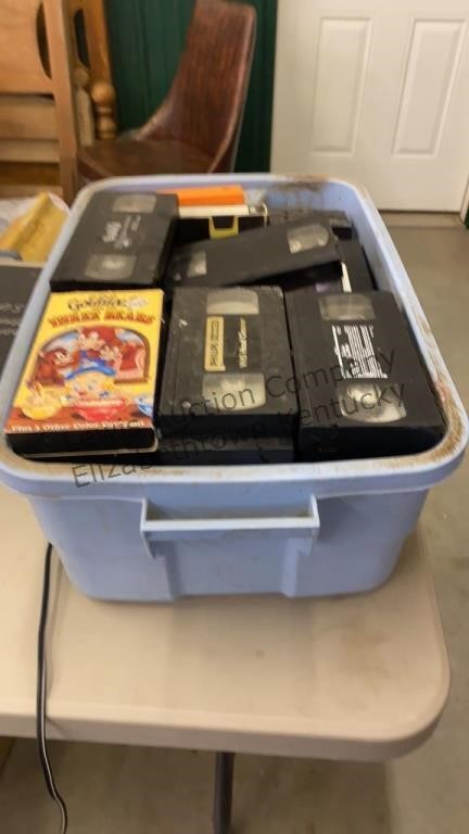 Tote of vhs tapes