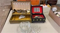 Two jewelry boxes with assumed costume jewelry