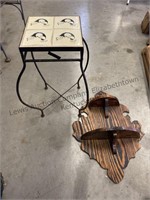 Wood shelf and metal end table