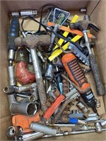 Miscellaneous box includes hammers, sockets and