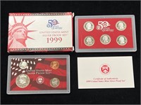1999 US Mint Silver Proof Set in Box with COA