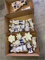 3 boxes Blue and White porcelain figurines