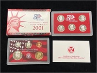 2001 US Mint Silver Proof Set in Box with COA