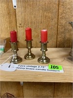3 pcs vintage 2.75” heavy brass candle holders