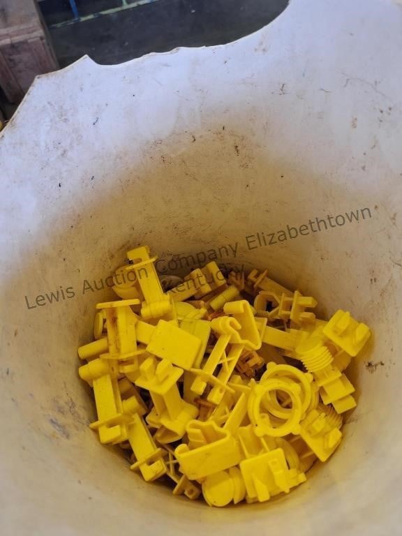Electric fence lot.
Bucket full of connectors