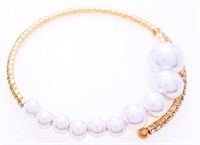 Cuff Bangle Bracelet Graduating Pearls