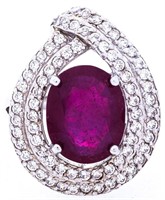 925 Sterling Silver Ring,Oval Cut Natural Ruby-Gla