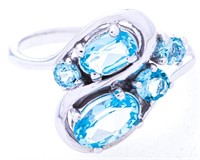 925 Sterling Silver Ring, Oval Blue Topaz = .74ct,