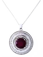 925 Sterling Silver Custom Necklace, 9.00ct Round