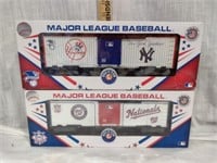 Two Lionel MLB Model Train Box Cars in OG Boxes