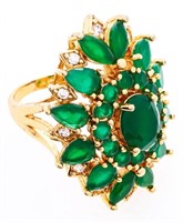 Custom Ring -Pear Cut Emerald Green Gemstones, Mar