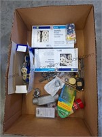 Box lot Electrical items, new outlets , wire ties