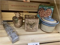 SMALL POTTERY CROCK W/ LID - MORE