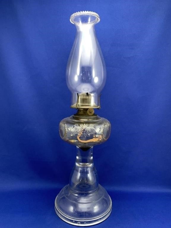 Round Glass Pedestal Oil Lamp