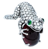 18kt Black Gold Custom Made Frog ring Motif Cockta