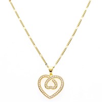 Di Galan 18kt Gold Overlay Necklace w/ Pave Set He