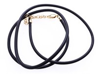 Estate 14kt yellow Gold/Leather Necklace