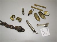 10+ PIECES - WHISTLES, SCALES, BRASS SHOE CIG.