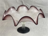 Glass Pedestal Fluted Dish