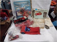 Various Vtg Model Car Parts & Paper Cars