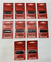 Lot of 10 SanDisk 16GB USB Flash Drives - NEW